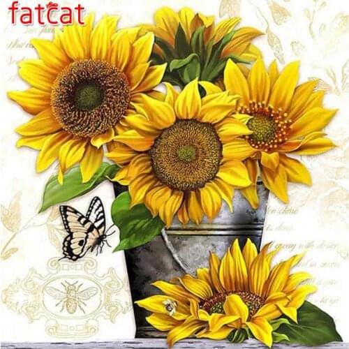 FATCAT 5D Diy Diamond Painting sunflower Diamond Embroidery Sale Full Square Round Drill Mosaic stickers wall decoration AE3029