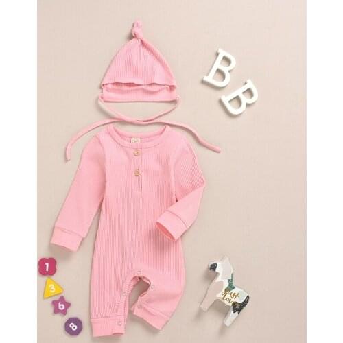 Toddler Baby Boys Romper Newborn Caps 2pcs Baby Girls Cotton Rompers One-pieces Jumpsuits Outfits