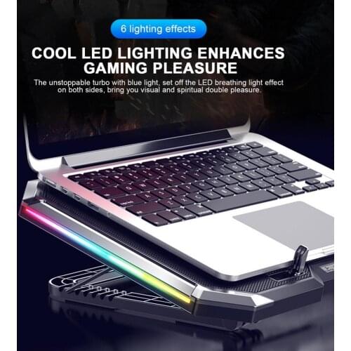 NUOXI Q8 Laptop Cooler LCD Screen Controllable Computer Cooling Base LCD Screen Button Controlled RBG Emission Drop Shipping