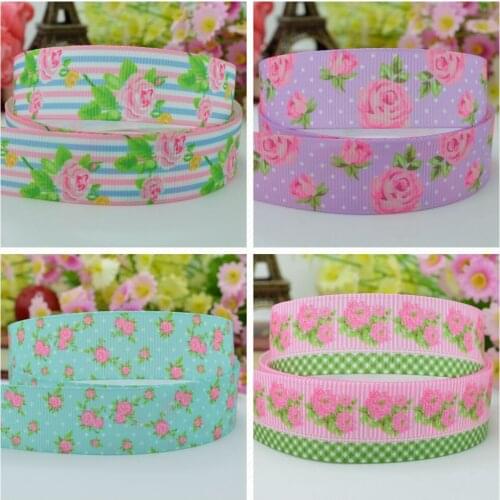 10 Yards 22mm 7/8" Flowers Girls Pretty Printed grosgrain ribbon hair bow Headwear DIY hair accessories retail B0929