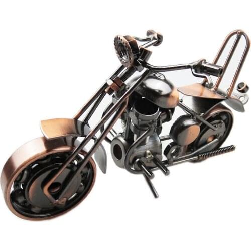 Metal Motorcycle Statues for Home Decor Model Retro Motor Figurine Metal Decoration Handmade Iron Motorbike Prop Vintage