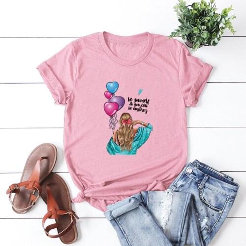 Cute girl comfortable wish ebay T-shirt 2021 summer casual plus size short-sleeved female T-shirt 100% cotton direct mail tops
