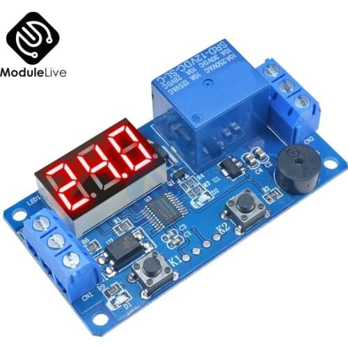 Digital LED Display Time Delay Relay Module Board DC 12V Control Programmable Timer Switch Trigger PLC Automation Car Buzzer