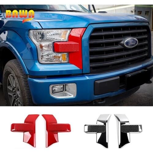 HANGUP ABS Car Exterior Front Headlight Grille Light Lamp Eyelid Eyebrow Decoration Stickers For Ford F150 2015 Up Car Styling