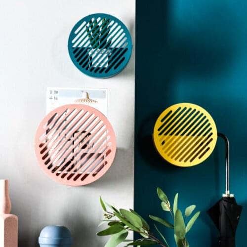 Nordic Morandi Iron Round Rack Wall Wall Decoration Home Background Wall Magazine Shelves