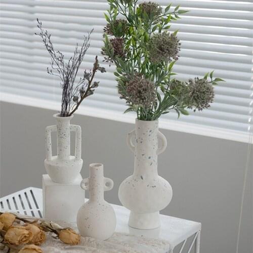 Nordic plain white ceramic vase pot home decoration vase fashion room living room decoration ornaments ceramic flower pot crafts
