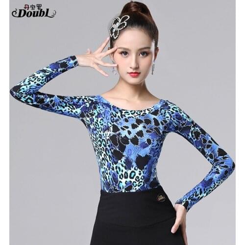 Doubl 2020 Vogue Womens Latin Dancing Tops Wear Printing Female Adults New Ballroom Dance Half Sleeve Standard Practice Chacha