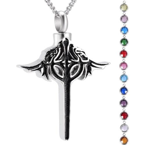 Charm Women Gift Cross Ashes Necklace Cremation Urn Pendant for Human Ash Holder Stainless Steel Memorial Jewelry