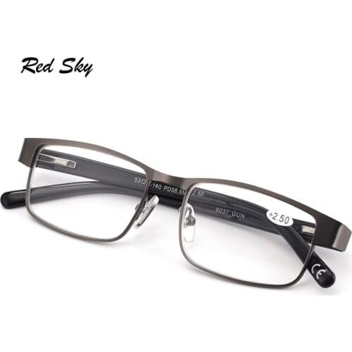 Metal Frame Reading Glasses Men Stainless Steel Presbyopia Glasses Unisex Business Prescription Eyeglasses +1.00+1.50+2.00+2.50