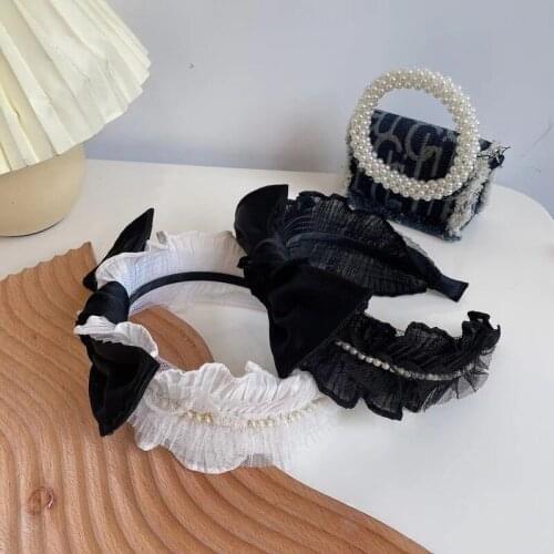 Korea Dongdaemun headband sweet and cute girly bow-knot silk yarn lace headhoop