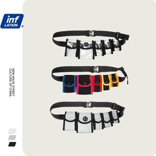 INFLATION Reflctive Waist Packs Multi Packs Waterproof Men Fanny Waist Pack Streetwear Hip Hop Male Function Small Bag 186AI2018