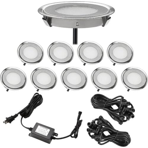 QACA 10 PCS Stainless Steel Led Deck Lights 12v 0.3-0.7W IP67 Waterproof Buried Outside Recessed Stair Underground free shipping