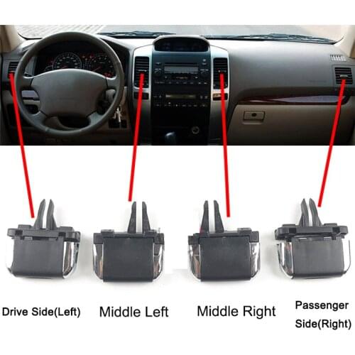 Car Air Conditioner Vent Outlet Tab Clip Chrome Trim Repair Kit Accessories For Toyota Prado Land Cruiser LC120 FJ120 2003-2009