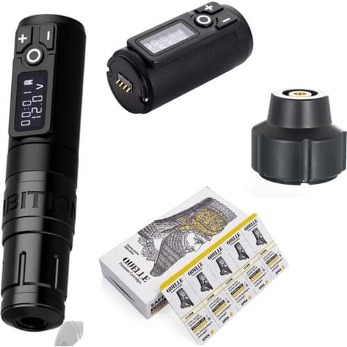 Ambition Storm Wand Wireless Tattoo Pen Machine Brushless Motor Fast Charging 1950 mAh Battery RCA Adapter Quelle Needle