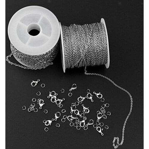 12meter in bulk Thin 1.8mm Stainless steel Cable chain Oval Rolo chain Jewelry finding / marking Jewelry DIY necklace
