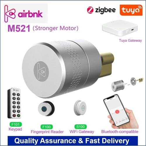 AIRBNK M521 Tuya Zigbee Smart Door Lock Stronger Motor Fingerprint Lock For Door 50-100mmThickess Remote Control Electronic Lock