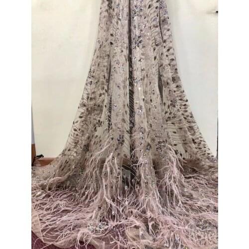 5yards Embroidered tulle mesh lace fabric ZH-72836 with sequins pretty design unique for fashion show