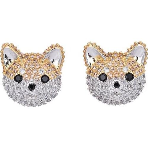 Fashion Small Cute Puppy Dog Earrings For Girls New Year Gift High Quality Womens Stud Earrings With Cubic Zirconia Stone