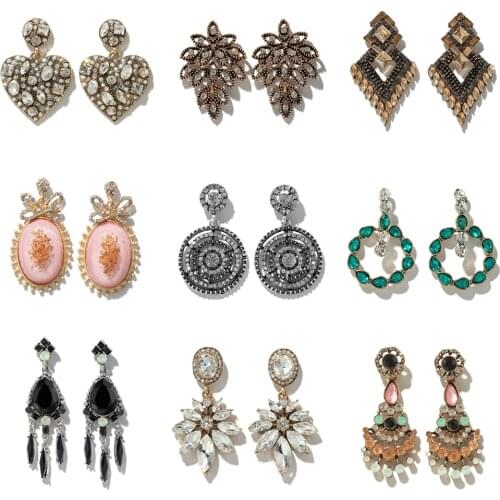 Tocona Luxury Shiny Rhinestone Drop Dangle Earrings for Women Colorful Crystal Stone Personality Geometric Jewelry Pendientes