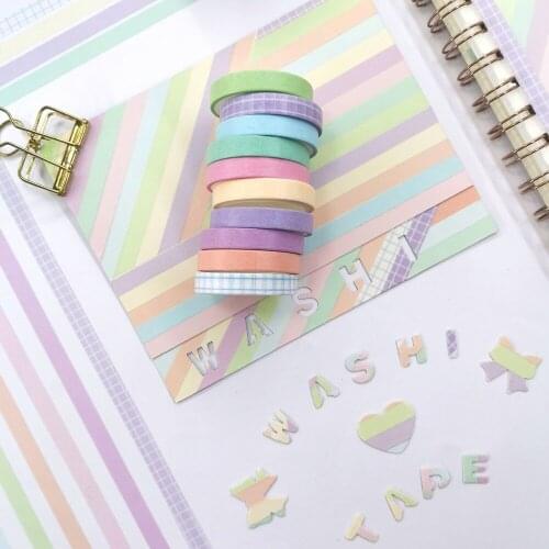 10pcs pack slim washi tape rainbow color lavender smell fragrant adhesive tape