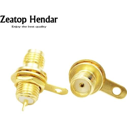 100Pcs Brass Gold Plated SMA Female Jack Plug RF Panel Mount with Nut Bulkhead Handle Solder Connector