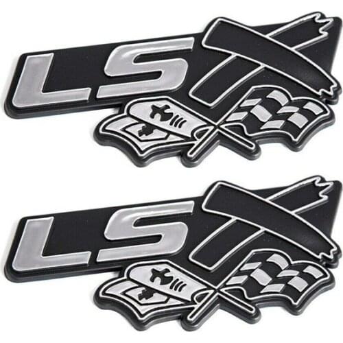 2Pcs Black and Silver 3D Racing Flag Emblem Badge Car Fender Door Body Decoration Stickers Exterior Styling Decals for CAMARO