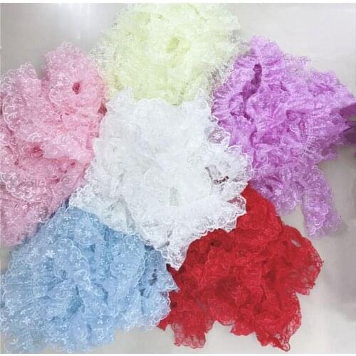 25Yards Ruffle Trimming Wedding Lace Trim Red White Pleated Ribbon For Underwear DIY Craft Sewing Material High Quality