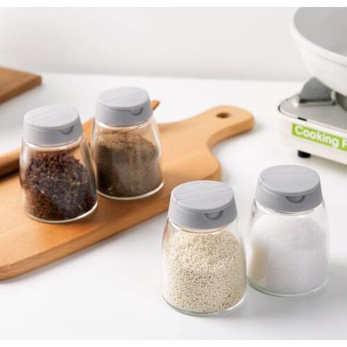 4PCS Salt Pepper Shaker Set Glass Condiment Container Kitchen Spice Jars