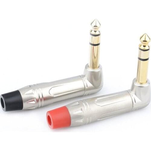 6.35mm Plug 90 Degree 1/4" Jack 3 Poles 6.35 mm Right Angle Adapter 6.5mm Connector For Microphone Mixer TRS Guitar Cable L Type