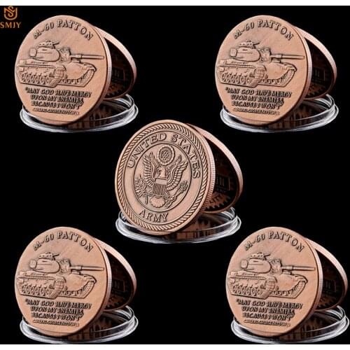 5Pcs/Lot US Bronze Military Equipment M-60 Barton Tank Custom Coin Wholesale Commemorative Coin Collectibles