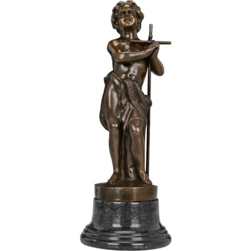Christian Saint John Bronze Statue Religious Teen Boy Sculpture Antique Collectible Honored Art Home Decor