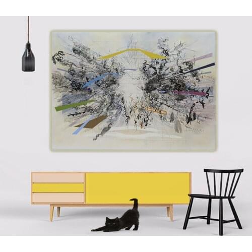 Citon Julie Mehretu《Sehkmet》Abstract Canvas Art Oil Painting Artwork Poster Picture Wall Decor Background Home indoor Decoration