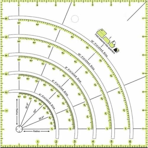 Arcs & Fans Quilt Circle Cutter Ruler Multifunctional Arc Cutting Patchwork Ruler for Cutting Cloth Ruler Template Sewing Crafts