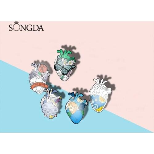 New Organ Heart Acrylic Lapel Pin Epoxy Brooches Acrylic Clothes Backpack Accessories Badges Jewelry Collection Accessories