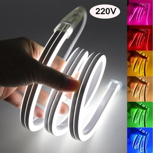 EU 220V Neon Strip Waterproof 2835 Led Strip Double Side Lighting White/Blue/Green/Red/Pink/Warm White Flexible LED Neon Lights