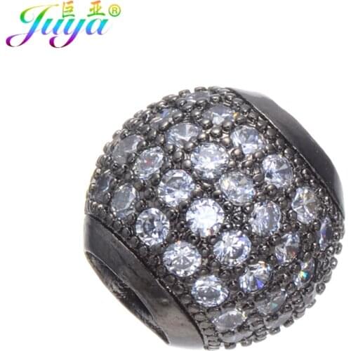 Jewelry Findings 11mm Paved Rhinestone Big Hole Spacer Charm Beads For Natural Stone Braided Bracelets Pearl Necklace Diy Making