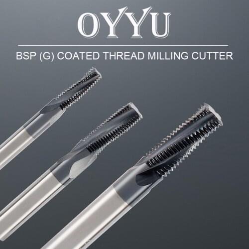 OYYU Inch G Thread Milling Cutter Tools Machining Center End Mill Carbide BSP Tungsten Steel Milling Cutter Full Tooth Type