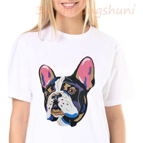 Kpop kawaii French Bulldog DIY Pop Art Paint dog t shirt graphic t shirts tees women clothing aesthetic clothes summer top tops