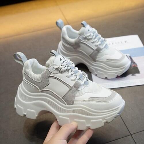 Women Chunky Sneakers Vulcanize Shoes Korean Fashion New Female Black White Platform Thick Sole Running Casual Shoe Womansy45