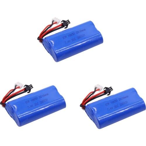 7.4V 2200mAh 2S 18650 lipo Battery SM Plug with charger for YDI U12A Syma S033g Q1 TK H101 Rc Toys Boats Cars Tanks Drone Parts