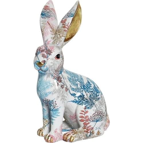 Cute Rabbit Nordic Painted Jade Rabbit Ornaments Resin Ornaments Living Room Creative Gifts and Crafts