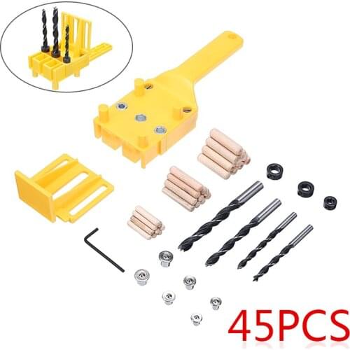 45pcs 6/8/10mm Self-centering Vertical Doweling Jig Drill Guide For Woodworking Guide Drilling Hole Saw Doweling Jig Drill Kits
