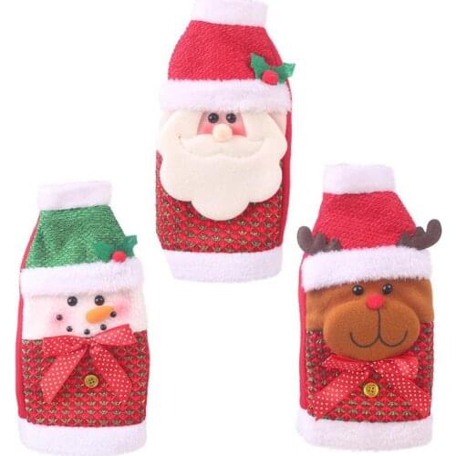 Nonwoven Cute Cartoon Doll Wine Bottle Cover Originality Lovely Santa Claus Snowman Elk Christmas Table Window Decoration