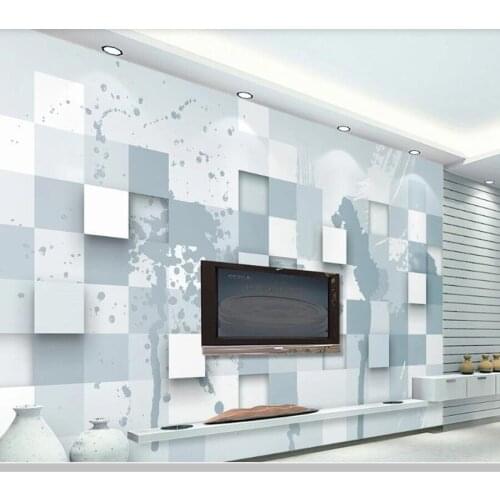 Papel de parede Checkered square 3d stereo simple modern wallpaper mural,living room tv wall bedroom wall papers home decor