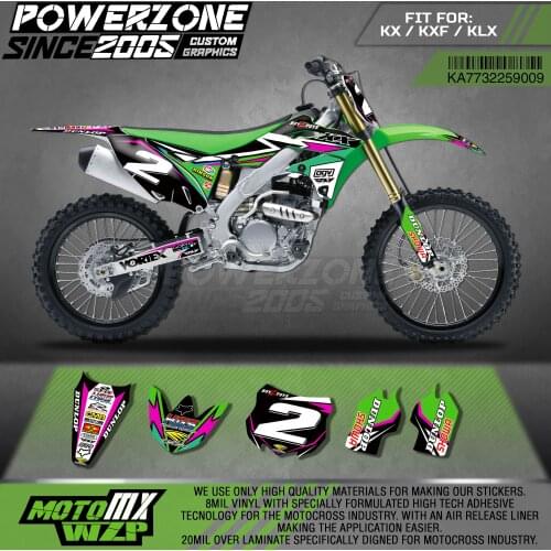 PowerZone Custom Team Graphics Decals 3M Stickers Kit For Kawasaki Sticker Decal 2013-2016 KX250F 09