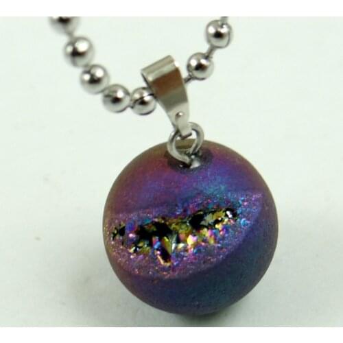 Natural Stone Round Onyxs Titanium Crystal Crystal tooth charms chakra Pendants Necklace Jewelry Making 1PC Free Shipping