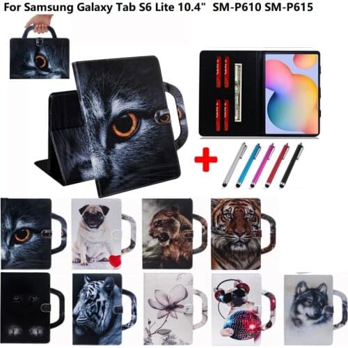 Portable Coque For Samsung Galaxy Tab S6 Lite Case 10.4" Lion Puppy Flip Stand Cover for Galaxy Tab S6 Lite SM P610 P615 case
