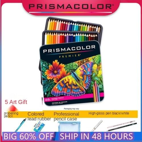 Prismacolor Premier Oily Colored Pencils 24 48 72 color Tin Box Set 4.0MM Soft Core Portrait Skin color pencil,with extra 5 tool