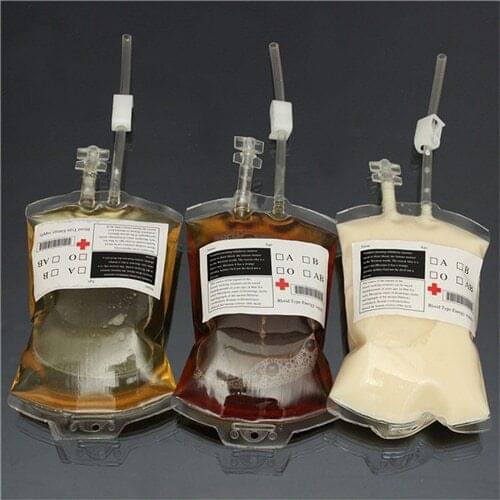 PVC Material 350ml Reusable Blood Energy Drink Bag Transparent Medical Halloween Vampire Pouch Props