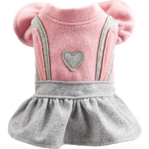 Princess Pink Dog Dresses Warm Teddy Poodle Hearty Sleeve Clothes for Small Dogs XS S M L XL
